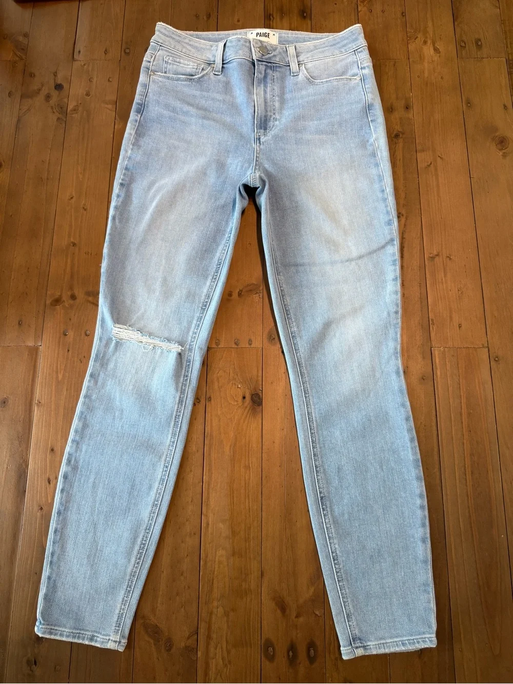 Paige Hoxton Ankle Jeans Womens 28 Blue White Wash Mid Rise Stretch Denim NWT